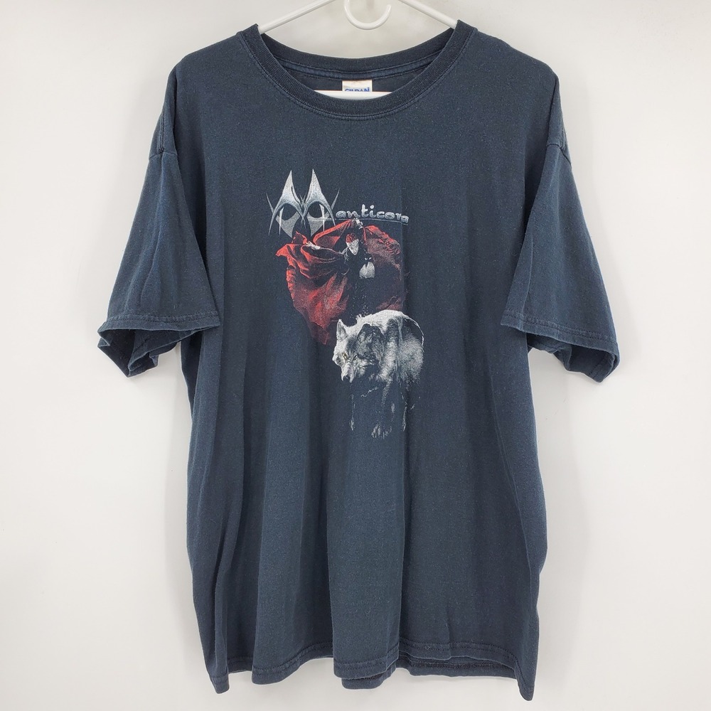 Vintage Manticora World Tour 2008 Band T Shirt XL Wolf Graphic Faded Heavy Metal